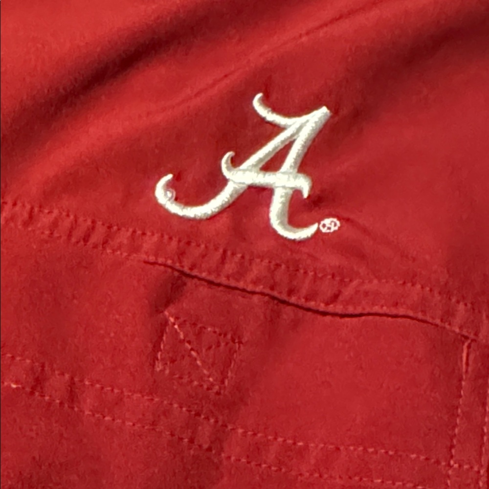 Antigua Men's Red Button Down Shirt with White 'A' Embroidery